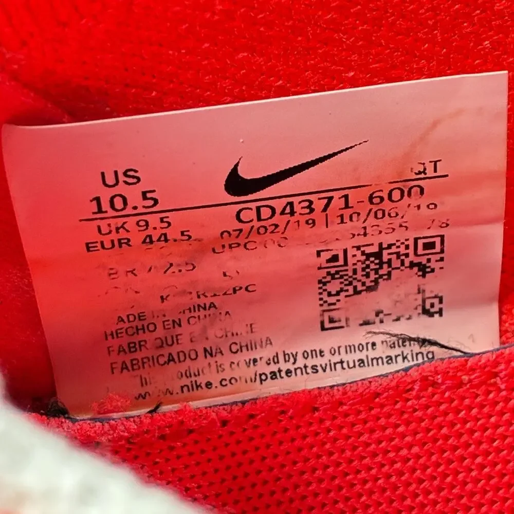 Nike React Infinity Run Flyknit Bright Crimson Shoes CD4371-600 Men's Size 10.5